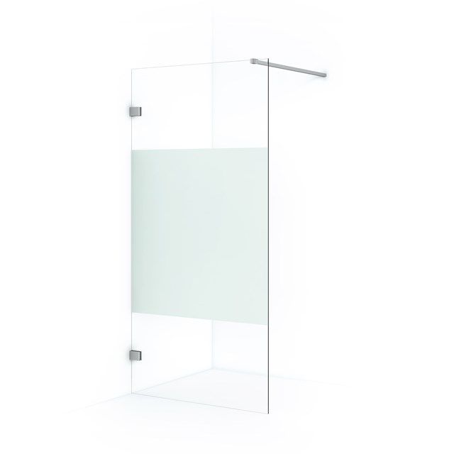 Maxaro Inloopdouche Diamond 100cm 8mm Helder Veiligheidsglas met Matte Strook Chroom