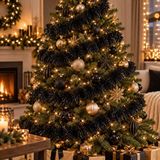 Decoris Kaemingk B.V. Decoris kerstslinger - 10 stuks - Zwart - 270 x 7 cm - Folie/Tinsel