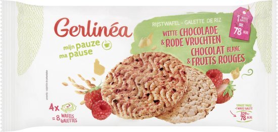 Gerlinea Rijstwafel Witte Chocolade &amp; Rode Vruchten 4x2 stuks