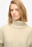 Superdry Kabeltrui met rolkraag Dames Crème