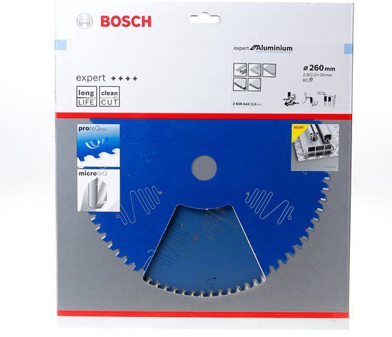 BOSCH CIRKELZAAGBLAD 80 TANDEN ALUMINIUM NEGATIVE HLTCG 260 X 30 X 2.8MM