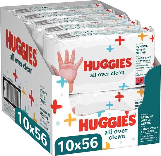 Huggies All Over Clean Billendoekjes - 10 x 56 stuks - Voordeelverpakking