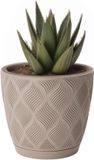 Form Plastic Plantenpot/bloempot New Age - kunststof - beige - D15 x H14 cm - met opvang schotel - rond