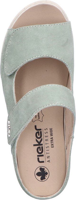 Rieker V7492-52 Slipper Dames Groen Maat 40 - Suède - Slides - Lente/Zomer 2024