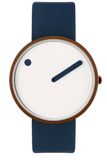 Picto Design Horloge Crèmewitte Wijzerplaat, Blauw Lederen Horlogeband 43348-6720C - Herenhorloge - 40mm