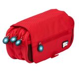 Grafoplás Schooletui met drie vakken met klep, rood, Bits&Bobs, levendige kleuren, 23 x 10 x 10 cm, inclusief lesrooster en ID-ruimte, perfect voor het organiseren van je schoolspullen