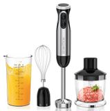 Merkloos Staafmixer mixer handmixer - 1000 W - RVS - 4-in-1 set