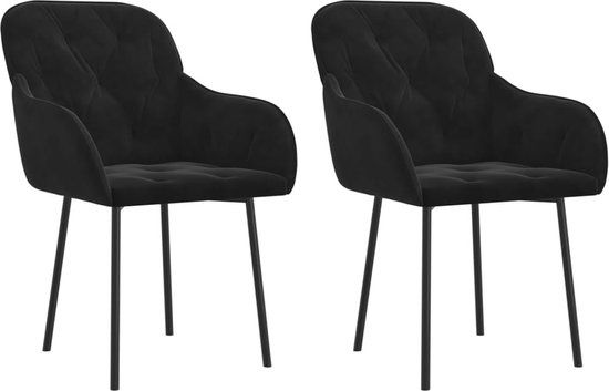 vidaXL Eetkamerstoelen 2 stuks fluweel zwart