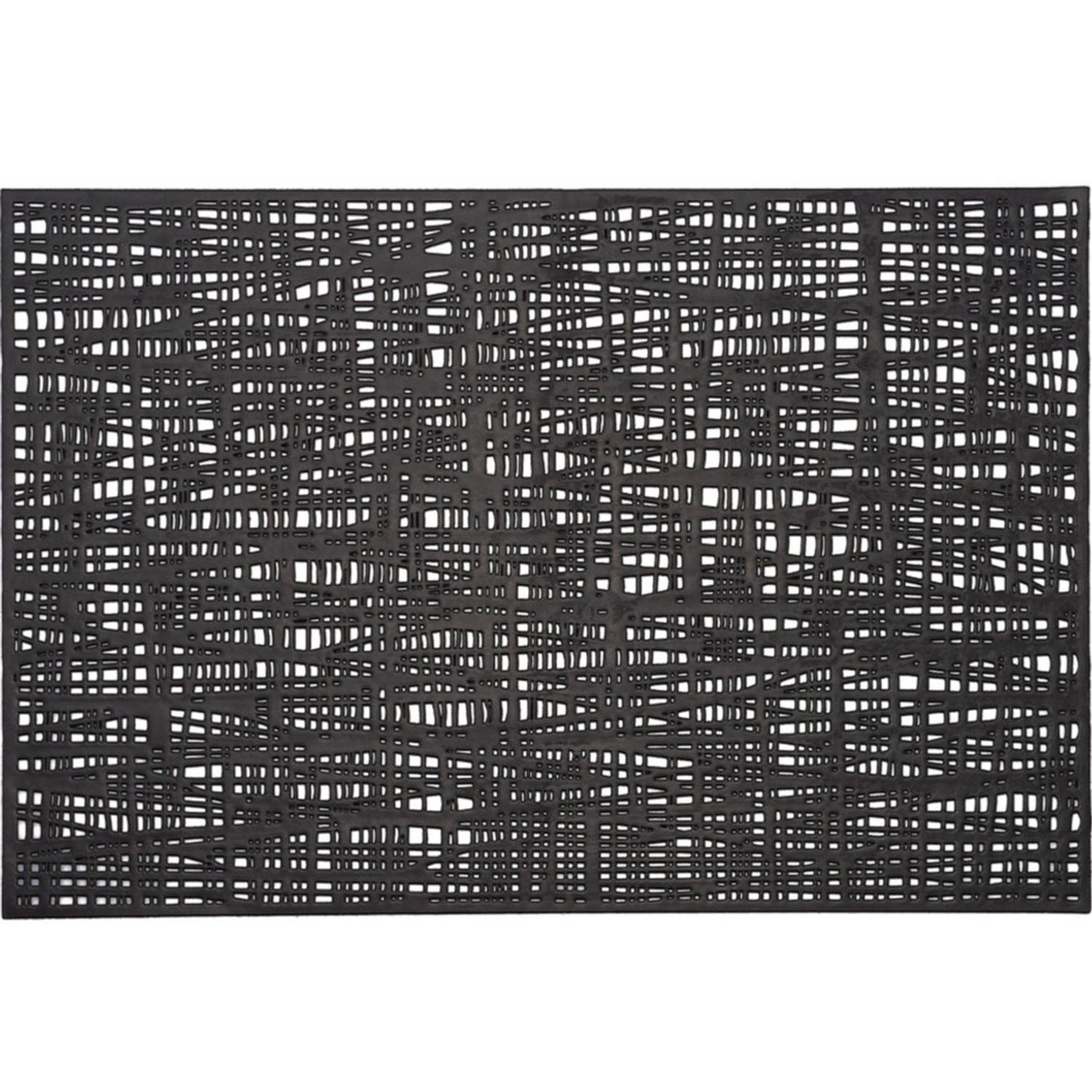 ZELLER 8x rechthoekige placemats glanzend zwart 30 x 45 cm - placemats