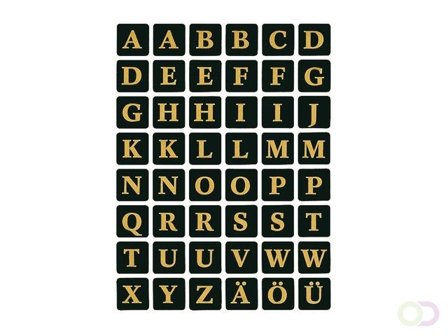 HERMA Etiket 4130 13x13Mm letters A-Z zwart op goud