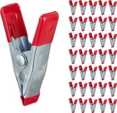 Relaxdays Lijmklemmen - Set van 36 - Metaal - Rood - Spanbreedte 20 mm