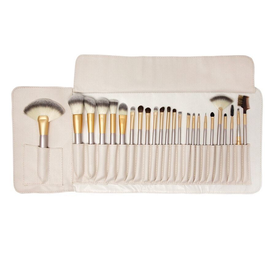 Zoe Ayla Zoë Ayla 24-delige Make-up Kwasten Set - Rose & Beige - Synthetisch Haar - Incl. Luxe Reistas