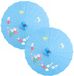 Merkloos Aziatische Chinese decoratie paraplu - 2x - blauw - Lengte 41 cm - Dia 56 cm
