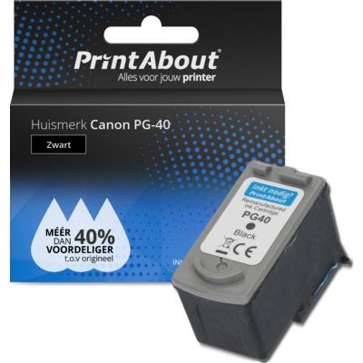 PrintAbout Huismerk PG-40 Zwart | Compatibel met Canon