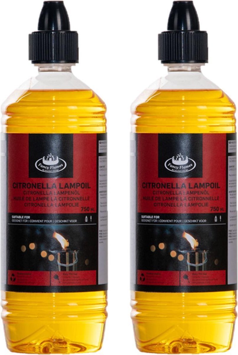 Esschert Design 2x stuks bio citronella lampenolie/fakkelolie 750 ml