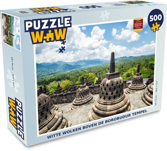 MuchoWow Puzzel Witte wolken boven de Borobudur tempel - Legpuzzel - Puzzel 500 stukjes