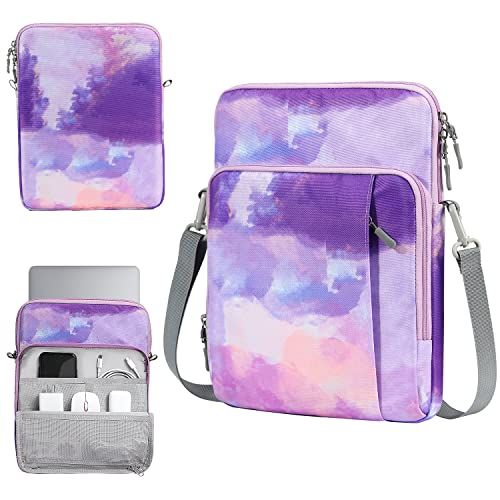 TiMOVO 13,3 inch laptophoes schoudertas met zakken voor iPad Pro 12,9 2022/2021/2020, MacBook Air 2022-2018, MacBook Pro 2022-2016, Galaxy Tab S8+ 12,3 inch, Surface Pro 8, Aquarel Paars