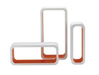 King Home M1105004/D Set van 3 rechthoekige MDF-planken, tweekleurig, wit/oranje