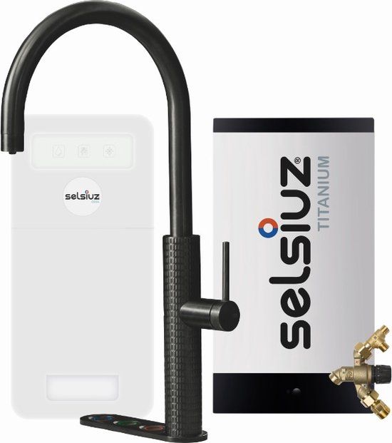 Selsiuz kranen Selsiuz by Gessi 5 in 1 Gun Metal Zwart 350379 met TITANIUM Combi (Extra) boiler en Cooler