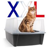 Iris Ohyama, XL kattenbak voor volwassen katten, grijs, hoge bak, afneembare zijkanten, lekvrij, gemakkelijk te reinigen, voor volwassen katten, twee dieren, BPA-vrij, CLH-XL