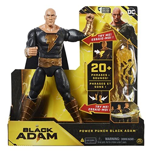 Dc Comics Black ADAM Figuur van Balck Adam Deluxe rechtstreeks uit de film op schaal 30 cm met verlichting, geluiden en explosieve vuist, verzamelspeelgoed voor kinderen vanaf 3 jaar