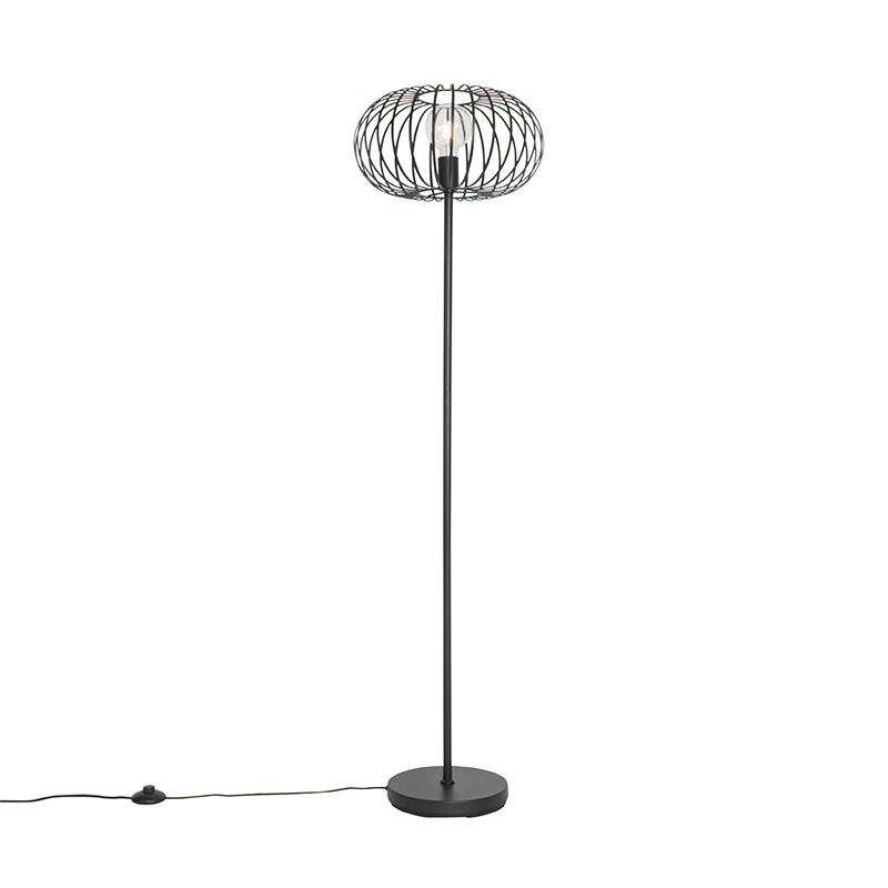 QAZQA Johanna - Design Vloerlamp - Zwart