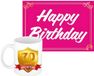 Bellatio Decorations Verjaardag cadeau koffiemok thema 70 jaar - voor een vrouw - gouden schild - met knalroze Happy Birthday wenskaart - A5 formaat