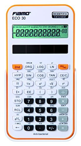 Fiamo Wetenschappelijke rekenmachine ECO30 Wetenschappelijke rekenmachine, 138 functies en 10-cijferig display, wit/oranje