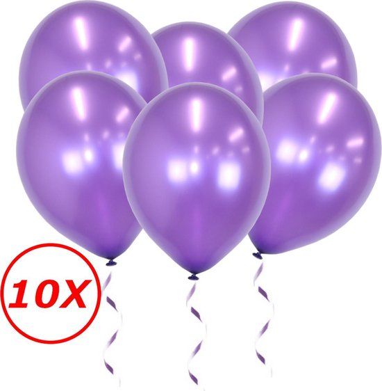 Paarse Metallic Ballonnen - 10 stuks - Feestversiering