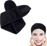 CHPN Badstof Haarband - Gezichtsverzorging - Hoofd- en Make-upband - Klittenbandsluiting - Cosmetische Accessoire - Make-up verwijderen - 2 stuks zwart