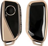 kwmobile hoesje voor autosleutel geschikt voor BMW 4-knops X7 X1 U11 iX iX1 7-serie G07 i7 hoes - TPU autosleutel behuizing - Beschermende auto sleutel case - Sleuteletui in zwart / goud