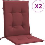 vidaXL Stoelkussens 2 st lage rug 100x50x4 cm stof gemêleerd wijnrood
