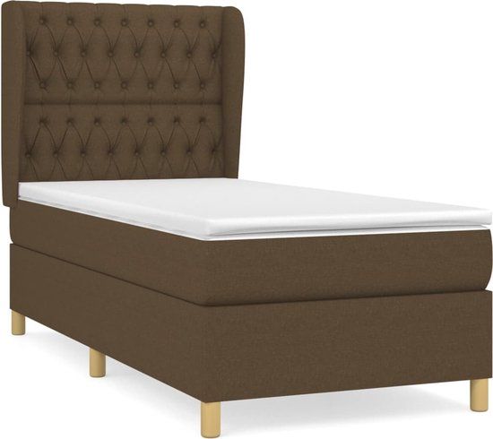vidaXL Boxspring met matras stof donkerbruin 90x190 cm