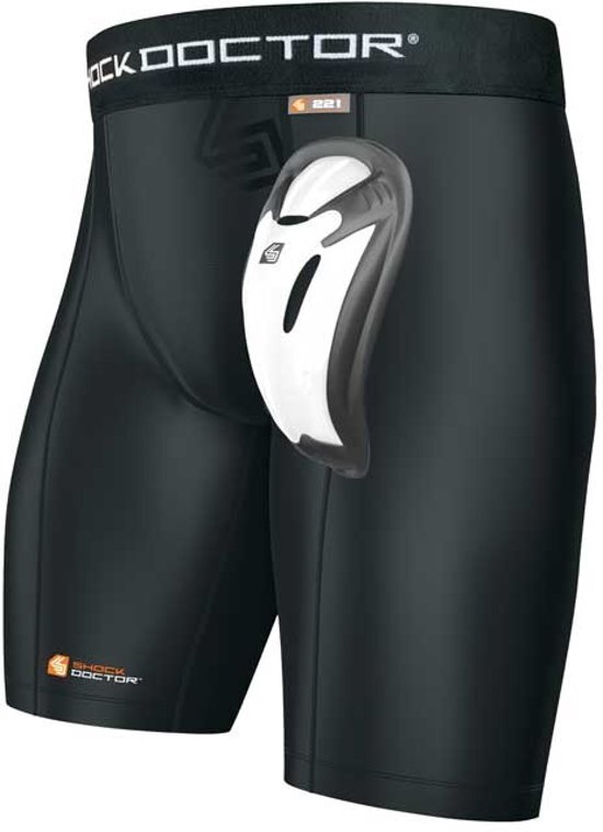 Shock Doctor Core Compression Short met Bioflex Kruisbescherming Zwart Extra Large