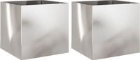 vidaXL Plantenbakken 2 st 49x47x46 cm roestvrij staal zilverkleurig