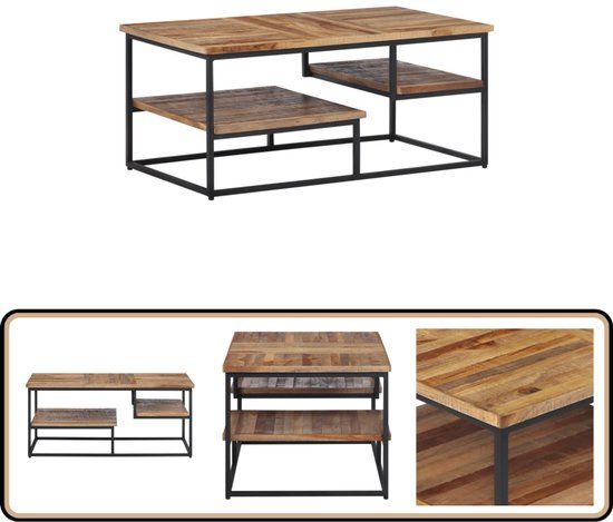 vidaXL Salontafel 90x50x39 cm massief gerecycled teakhout