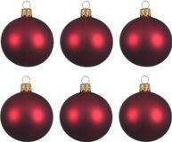 Decoris Boules de Noël set - 12x pièces - rouge foncé - verre - 6 cm - mat
