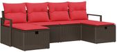vidaXL - Canapé - 6 places - Marron et Rouge - Polyrotin