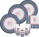 Givi Italia Assiette/service set - 16 personnes - thème nautique - bleu marine - papier/carton