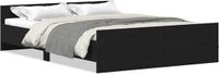 vidaXL Bedframe Zwart Eiken Bewerkt Hout 140x190 cm