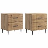 vidaXL Nachtkastje - Set van 2 - Artisanaal eiken - 43 x 34,5 x 47,5 cm