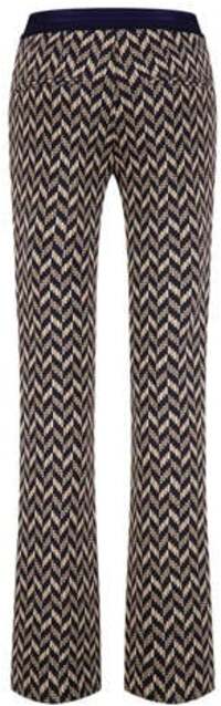 gardeur slim fit broek Zaria visgraat donkerblauw/beige