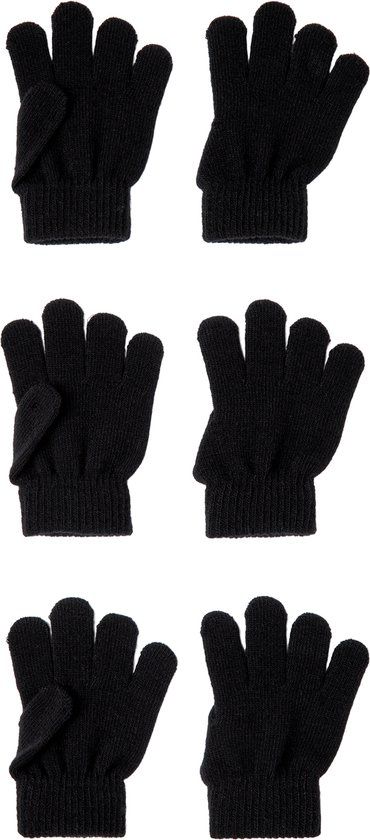 NAME IT NKNMAGIC GLOVES 3P NOOS Unisex Handschoenen - Maat 7 - Zwart - Kinderen