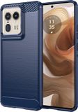 Techsuit Hoesje geschikt voor Motorola Edge 50 Ultra - Carbon Silicone Back Cover - Blauw