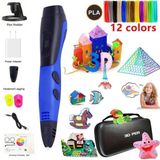 Impact Life Stylo d'impression 3D avec 12 couleurs de filament PLA Support filament ABS/PLA Cadeau de dessin DIY pour enfants avec écran LCD - Bleu