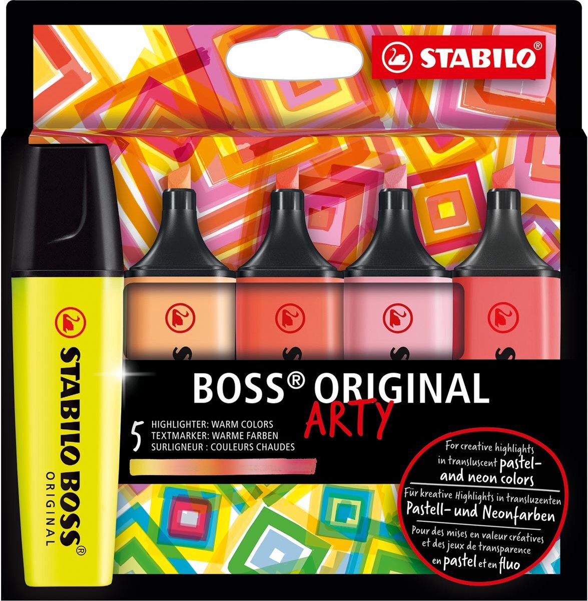 Stabilo Markeerstift boss arty warme kleuren