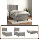 vidaXL Boxspring met matras stof lichtgrijs 100x200 cm