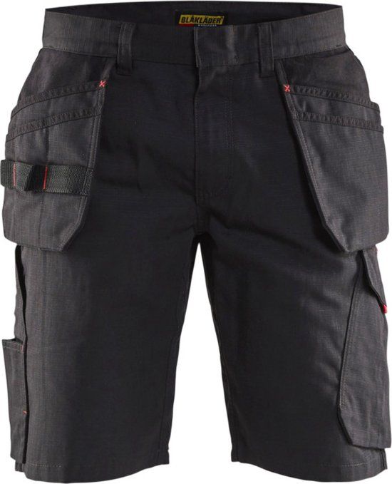 Blåkläder Service short met spijkerzakken 1494-1330 - Zwart/Rood - C58