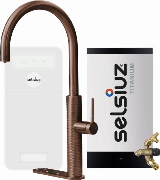 Selsiuz kranen Selsiuz by Gessi 5 in 1 Copper / Koper 350385 met TITANIUM Combi (Extra) boiler en Cooler