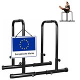 Relaxdays Dip Bars, Adjustable Height, Steel, Black, 150 kg